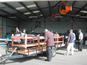 Unloading the work table.