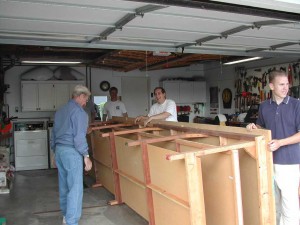 Moving work table from Mike's garage.