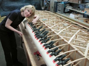 Leslie helps because we need to do both the upper and lower sides before the epoxy sets.