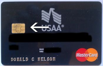 This is what a "chip and pin" credit card looks like. That gold thing is the embedded chip.