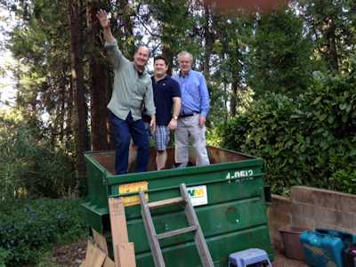 Dumpster diving with new son-in-law Jim and Toby.